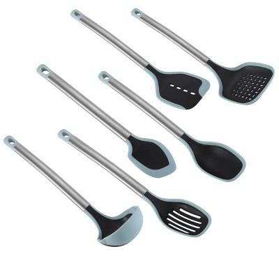 Wholesale 6 Pcs Nonstick Silicone Stainless Steel Kitchen Utensil Sets Nylon cooking Tools