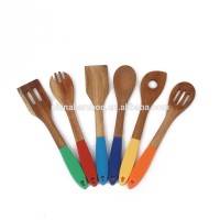 wooden acacia utensils with silicone ,silicone kitchen utensils with different shape